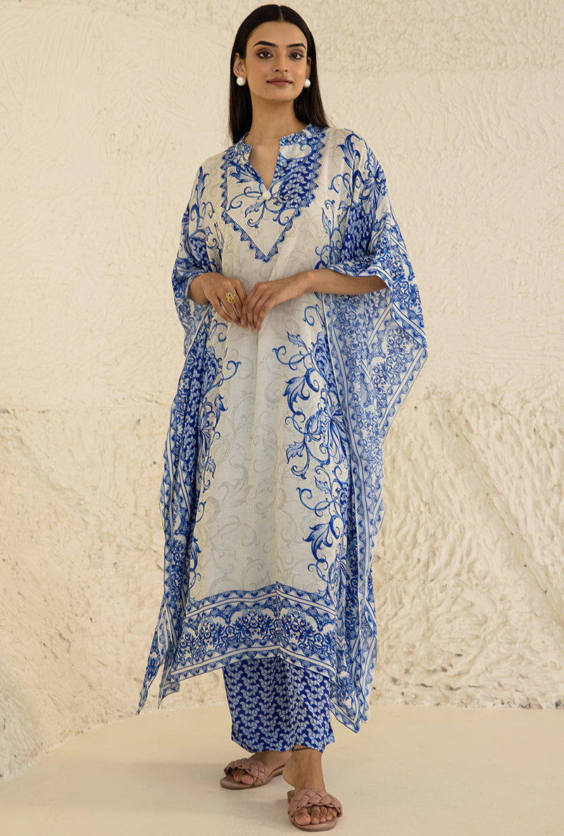 Blue Printed Camila Kaftan Set