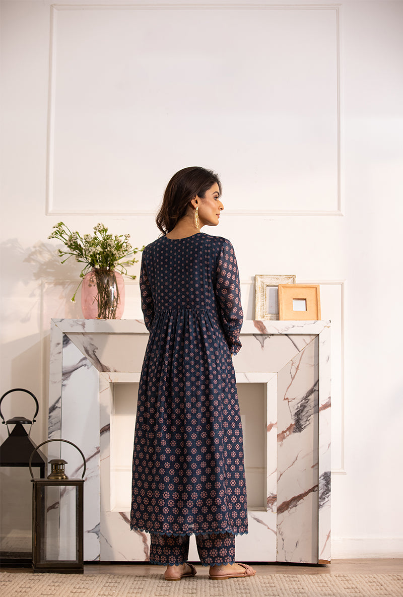 Blue Smoking Cascade Navya Kurta Set