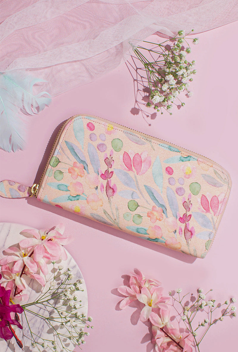 Peach Cynthia Floral Printed Wallet