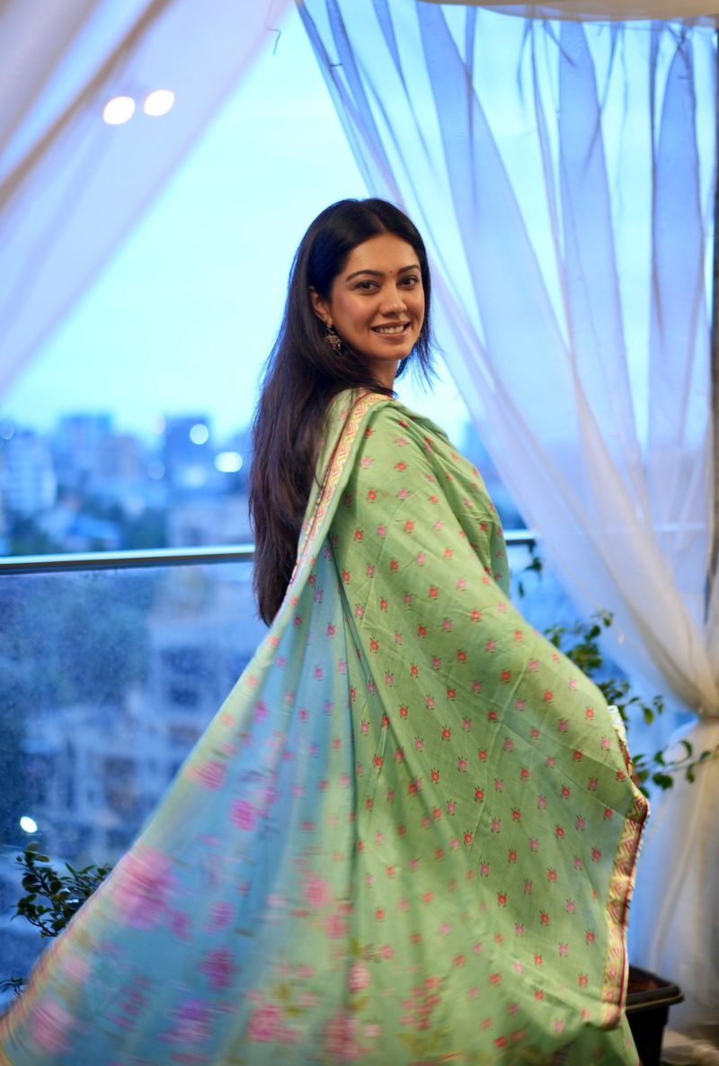 Eka Lakhani in Sea Green Printed A-line Reyah Kurta Set