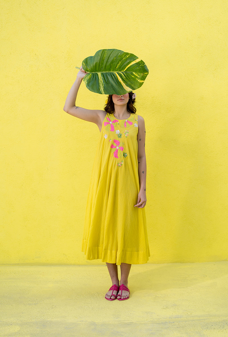 Yellow A-Line Candy Crush Dress