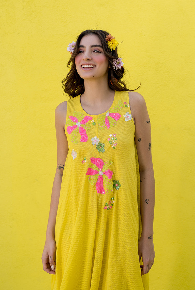 Yellow A-Line Candy Crush Dress