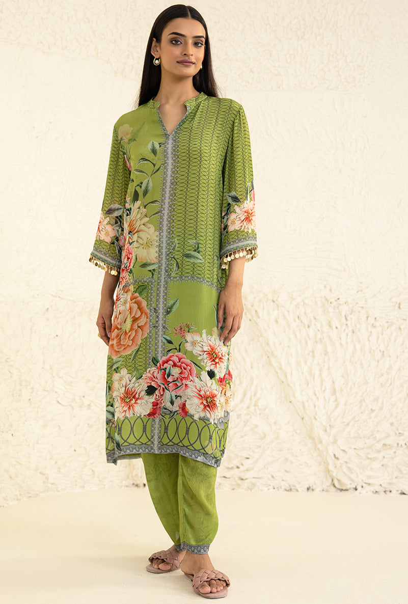 Green Classic Long Camila Kurta Set