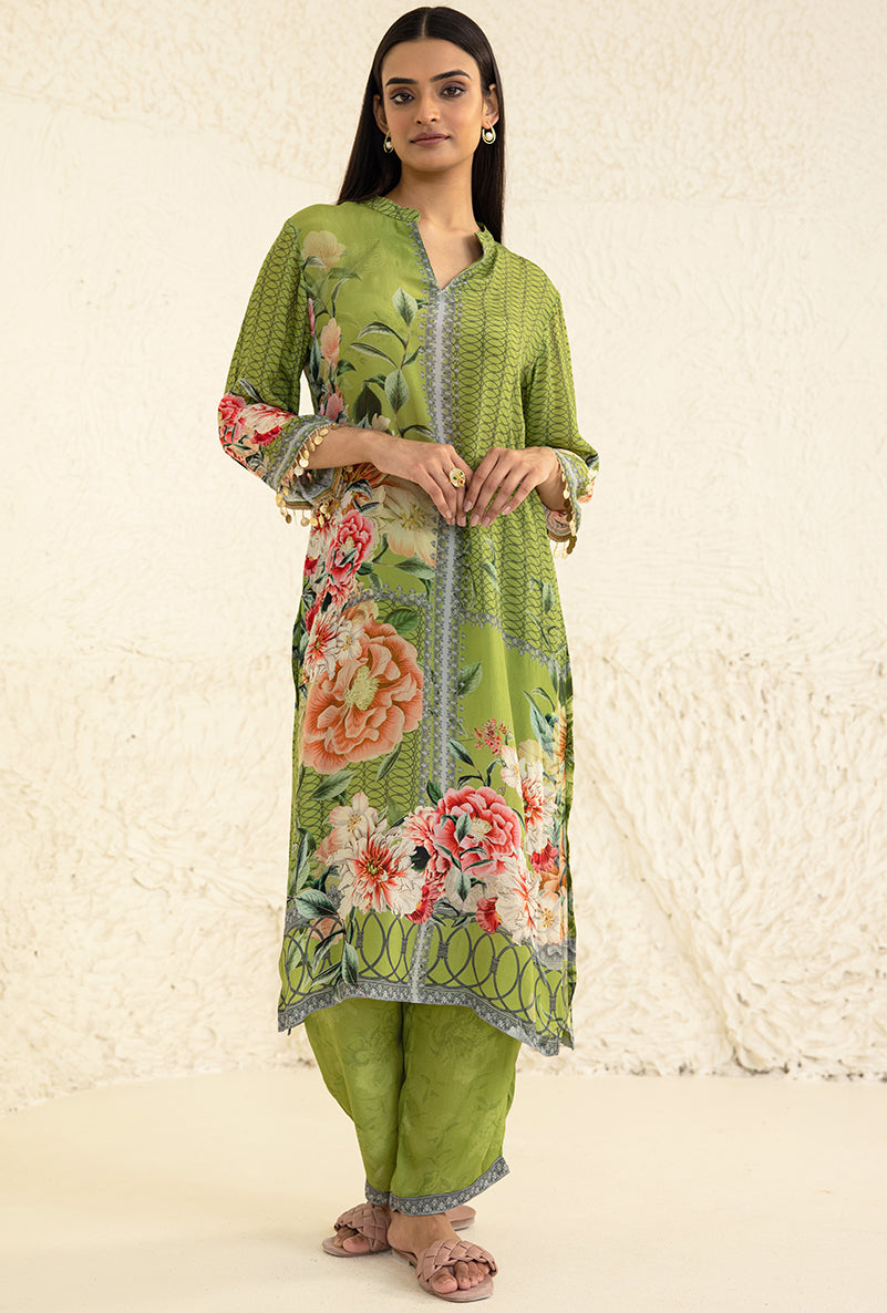 Green Classic Long Camila Kurta Set