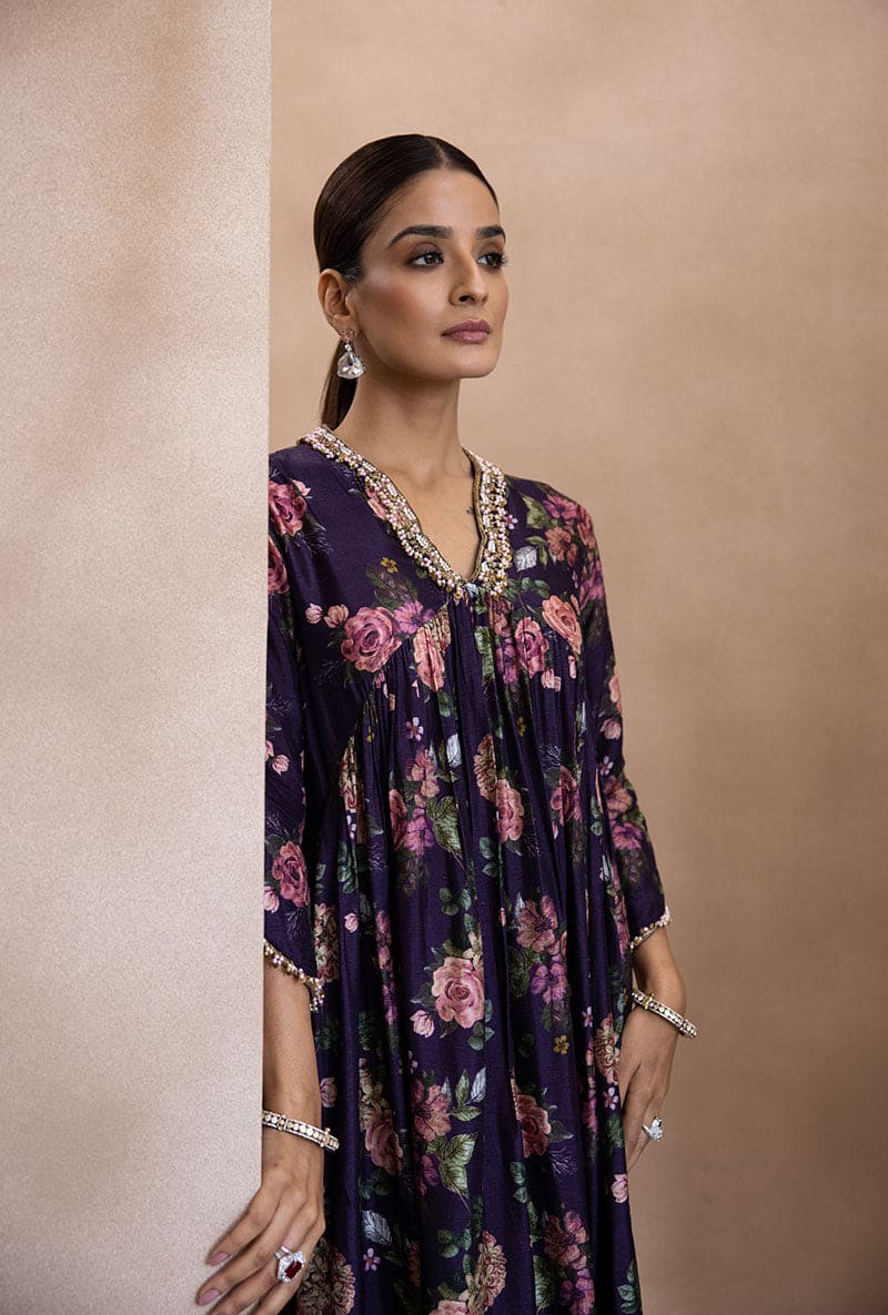 Purple Empire Line Izra Kurta Set