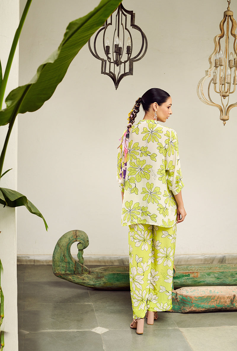 Neon green Digital Printed Summer Wishlist Co-Ord Set