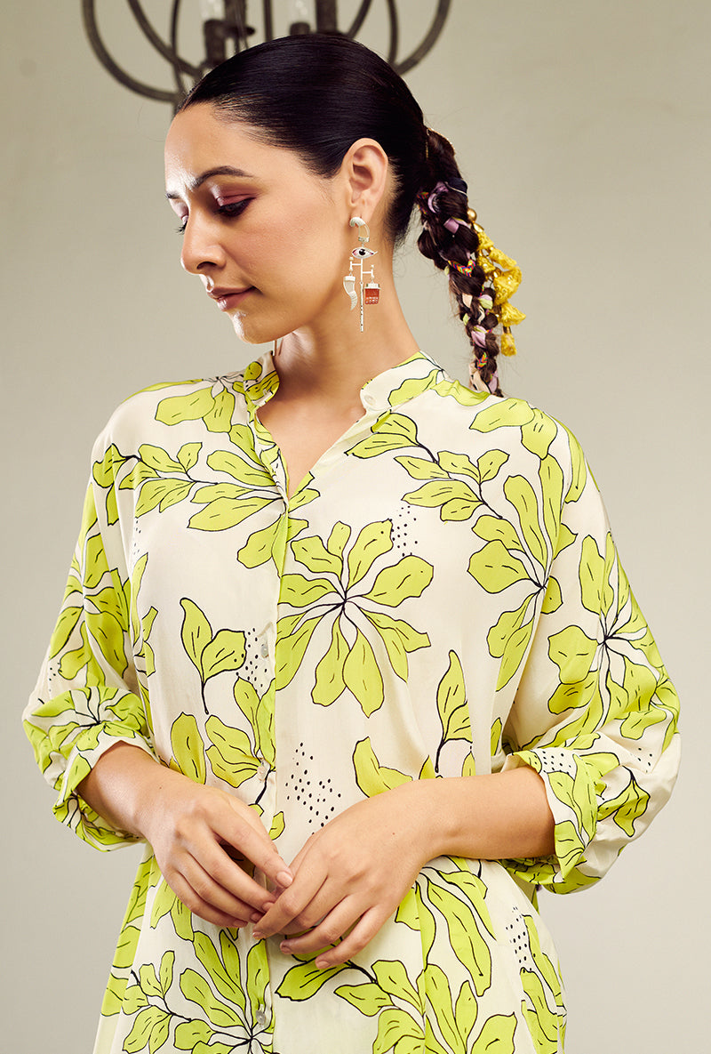 Neon green Digital Printed Summer Wishlist Co-Ord Set