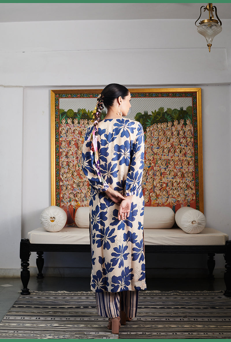 Ink Blue Digital Printed Summer Wishlist Kurta Set