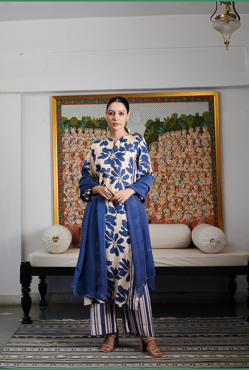 Ink Blue Digital Printed Summer Wishlist Kurta Set