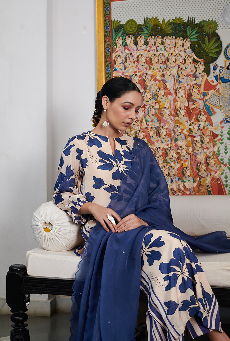 Ink Blue Digital Printed Summer Wishlist Kurta Set