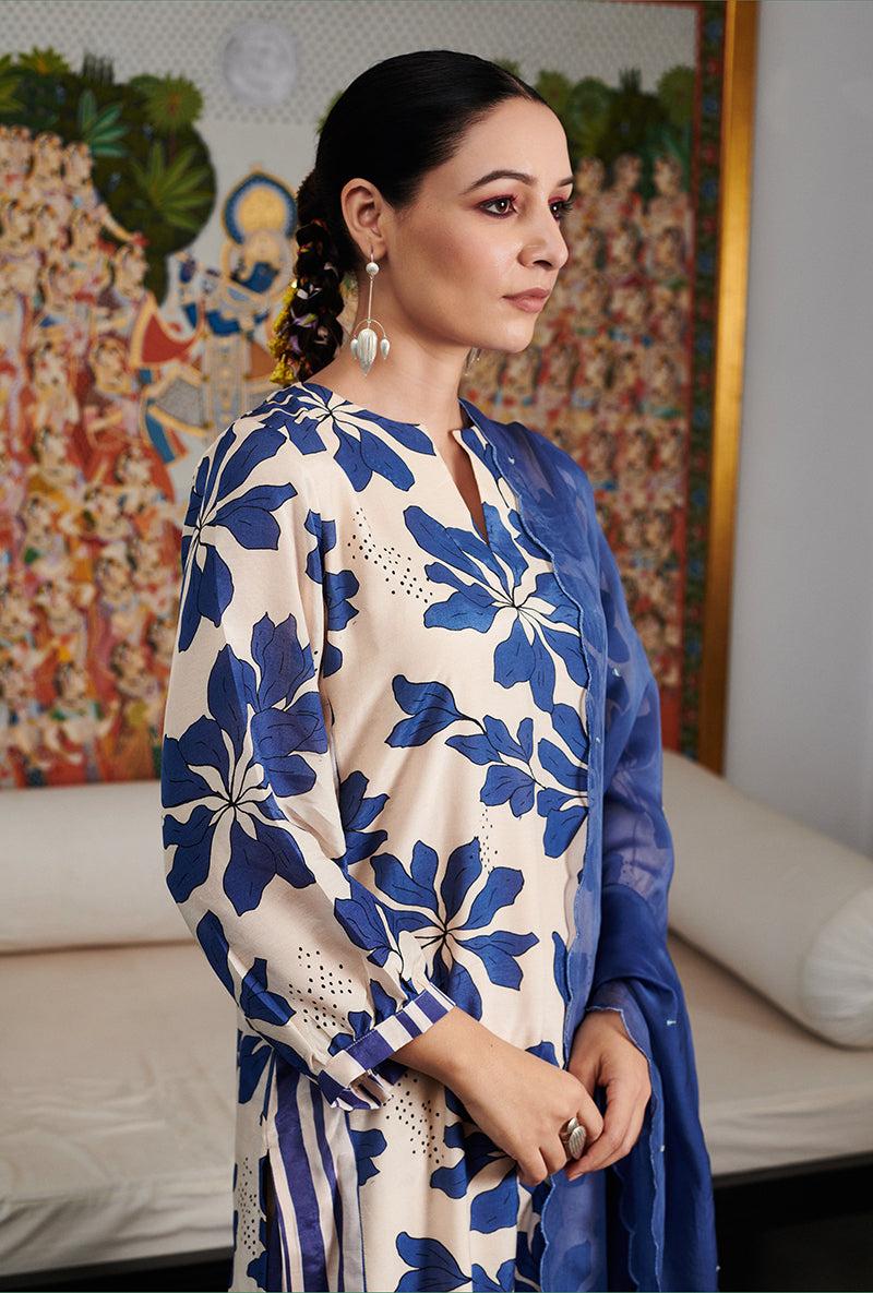 Ink Blue Digital Printed Summer Wishlist Kurta Set
