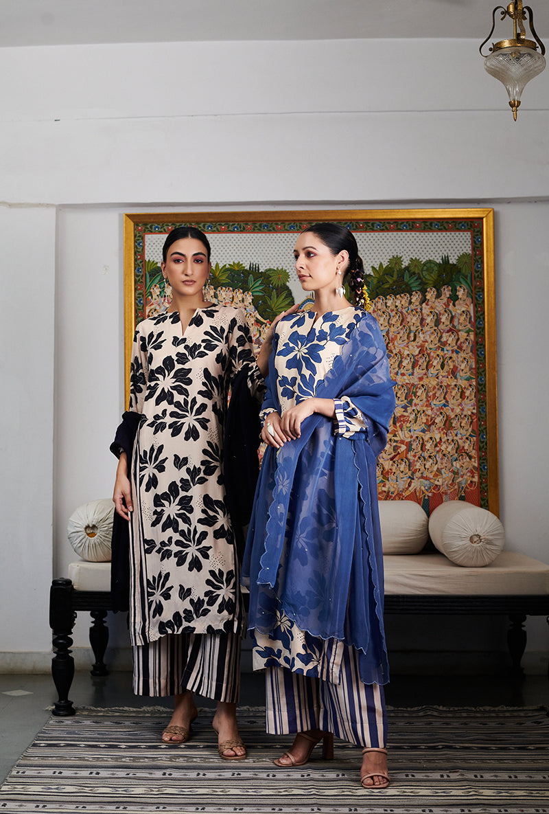 Ink Blue Digital Printed Summer Wishlist Kurta Set