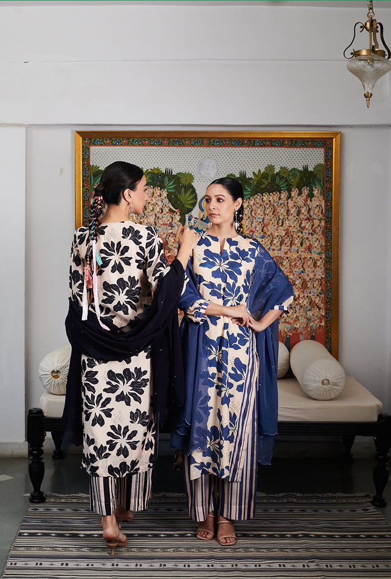 Ink Blue Digital Printed Summer Wishlist Kurta Set
