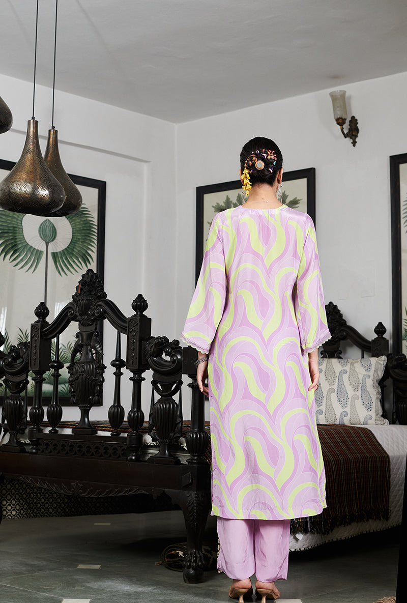 Lilac Abstract Digital Printed Summer Wishlist Kurta Set