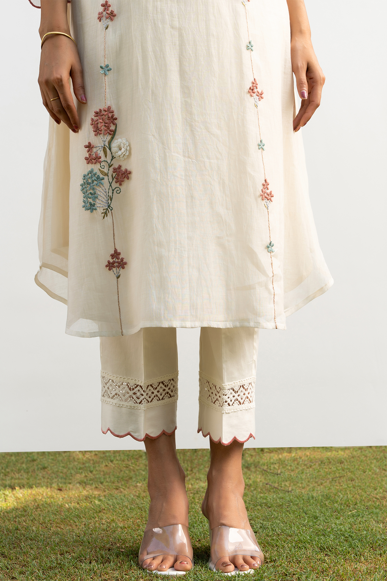 Off-White A Line Chanderi Kiki Kurta Set