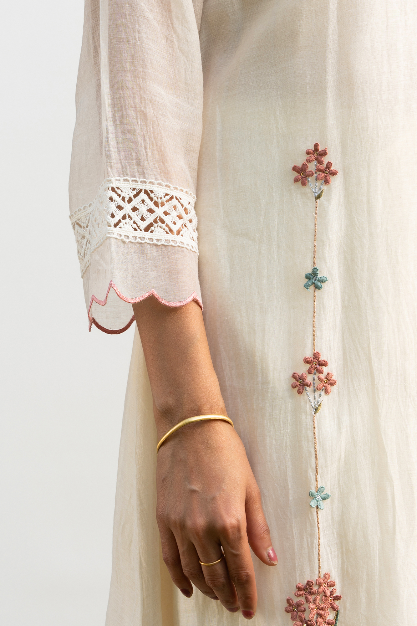 Off-White A Line Chanderi Kiki Kurta Set