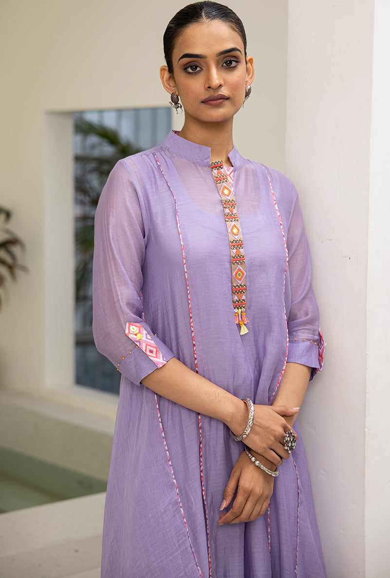 Lilac Collar A-line Reyah Kurta Set