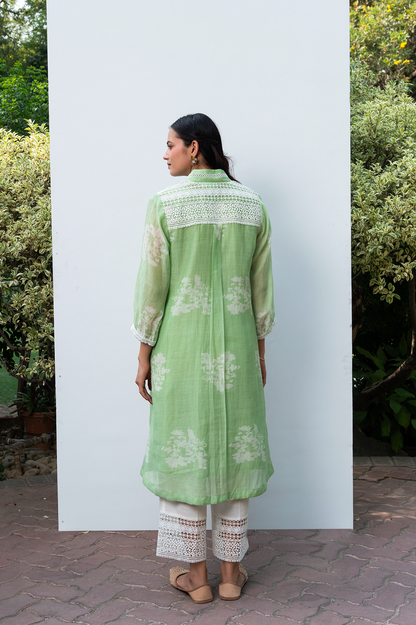 Apple Green Pleated Chanderi Kiki Kurta