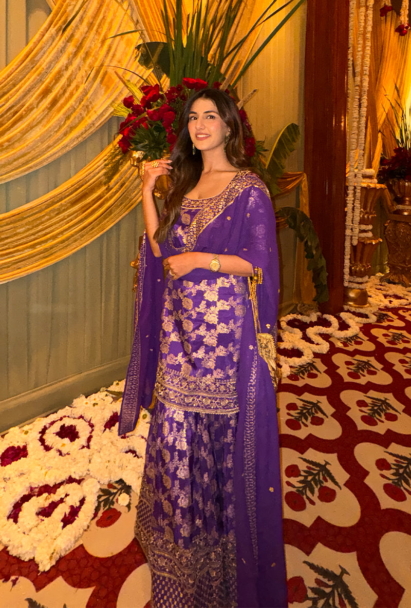 Meher Taluja In Purple Banarsi Hoor Gharara Set