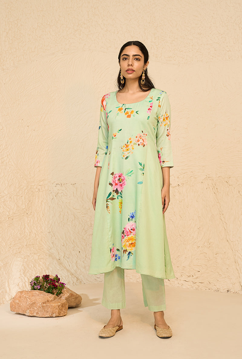 Mint A-line Bliss Kurta Set