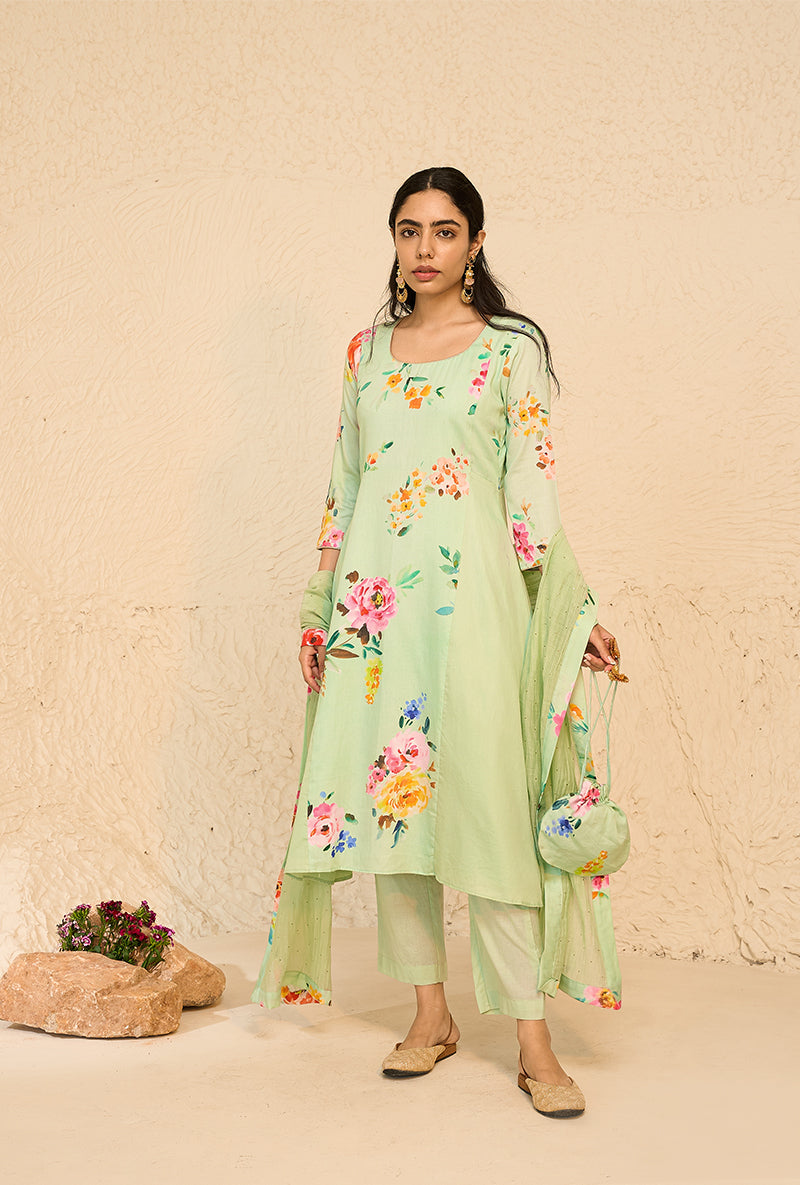 Mint A-line Bliss Kurta Set