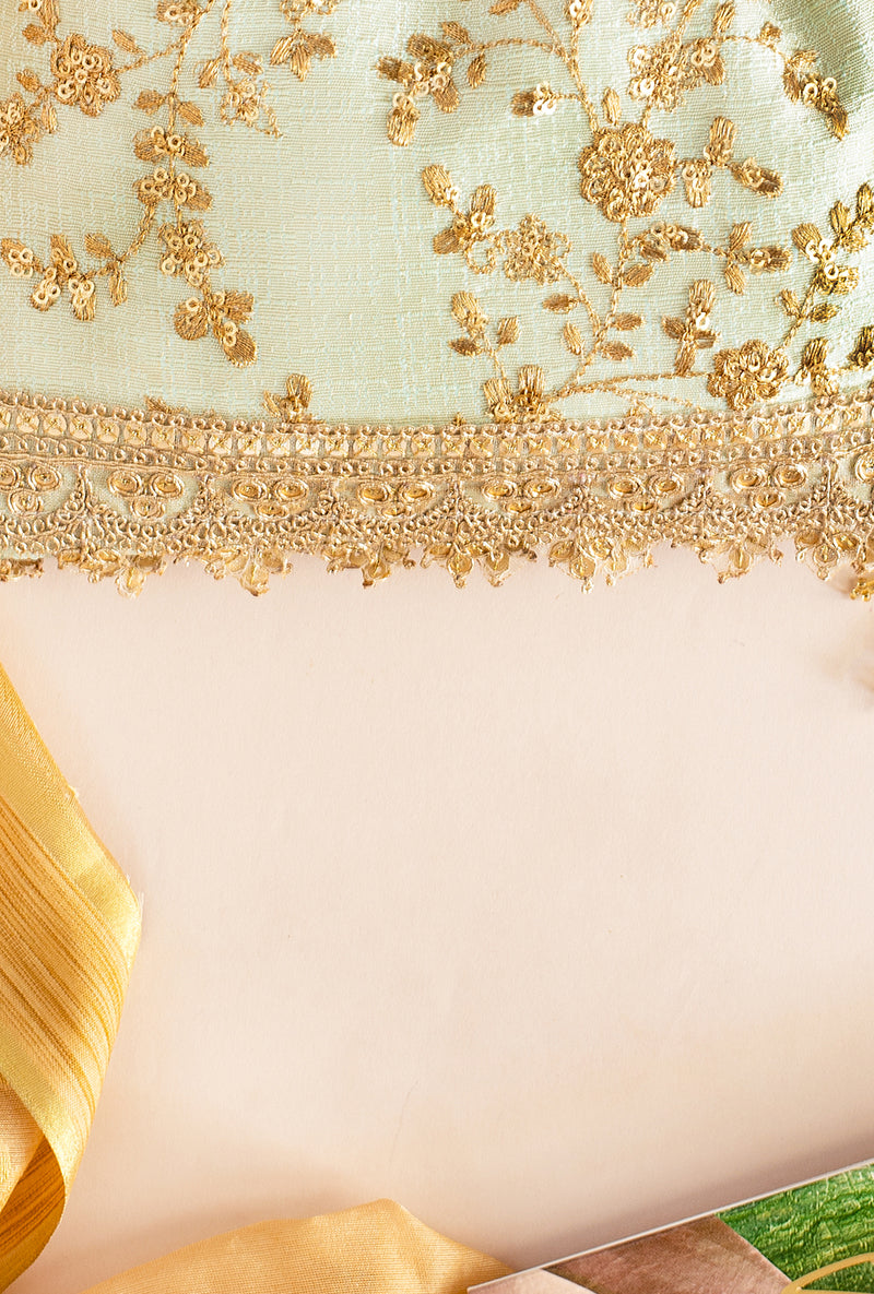 Mint Alia Silk Embroidered Potli Bag