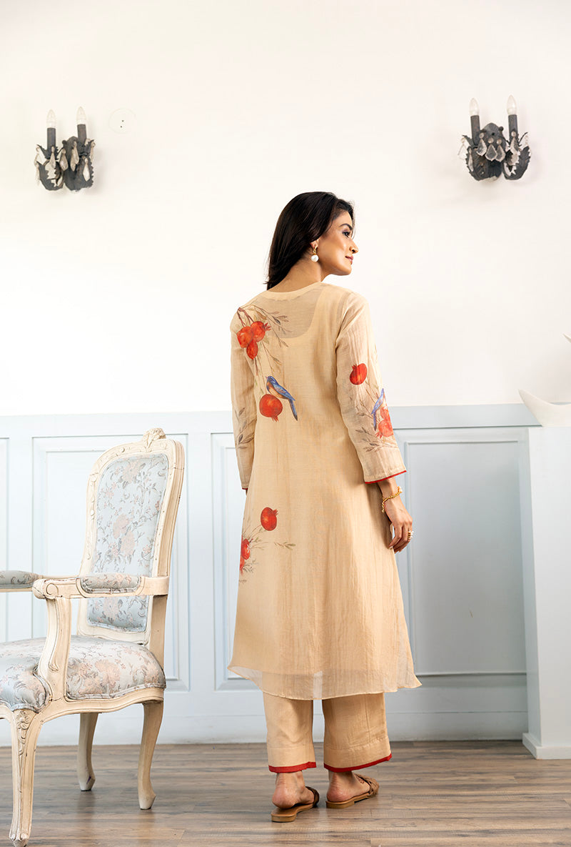 Beige Anaar Embellished Dahlia Kurta Set
