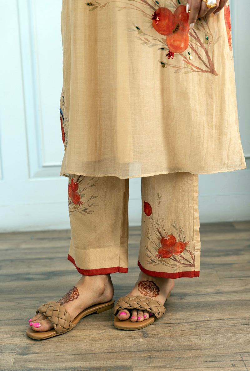 Beige Anaar Embellished Dahlia Kurta Set