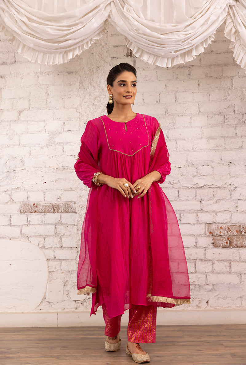 Pink Hand Embroidered Khwaab Kurta Set