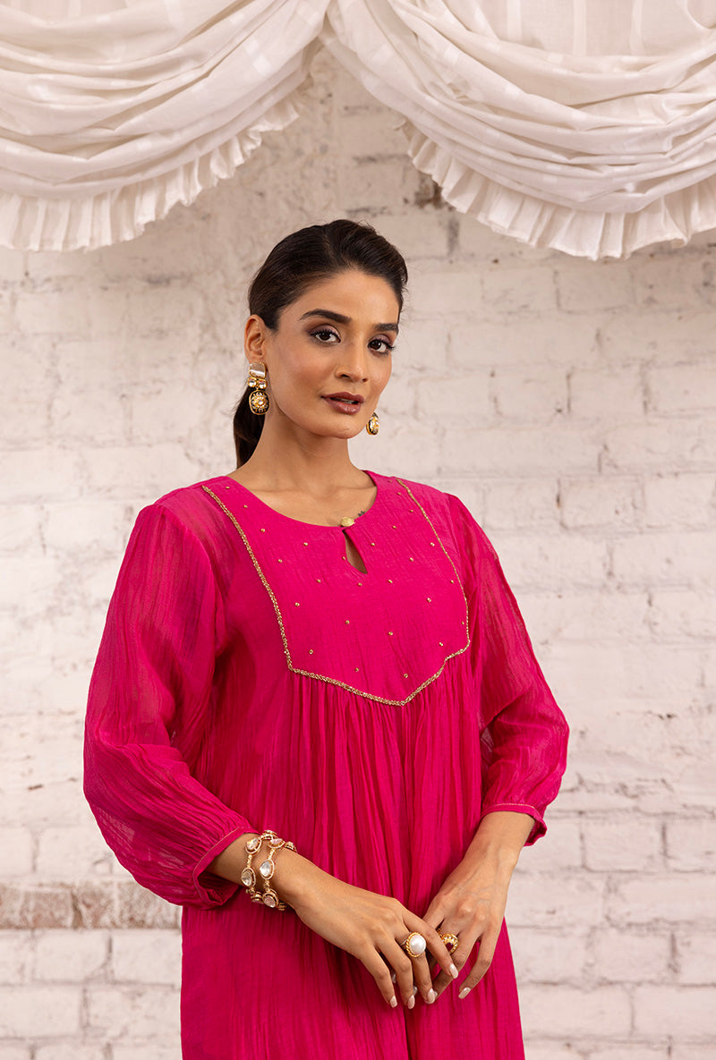 Pink Hand Embroidered Khwaab Kurta Set