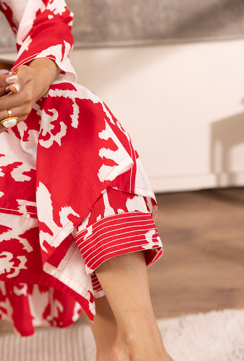 Red Ikat Hazel Kurta Set
