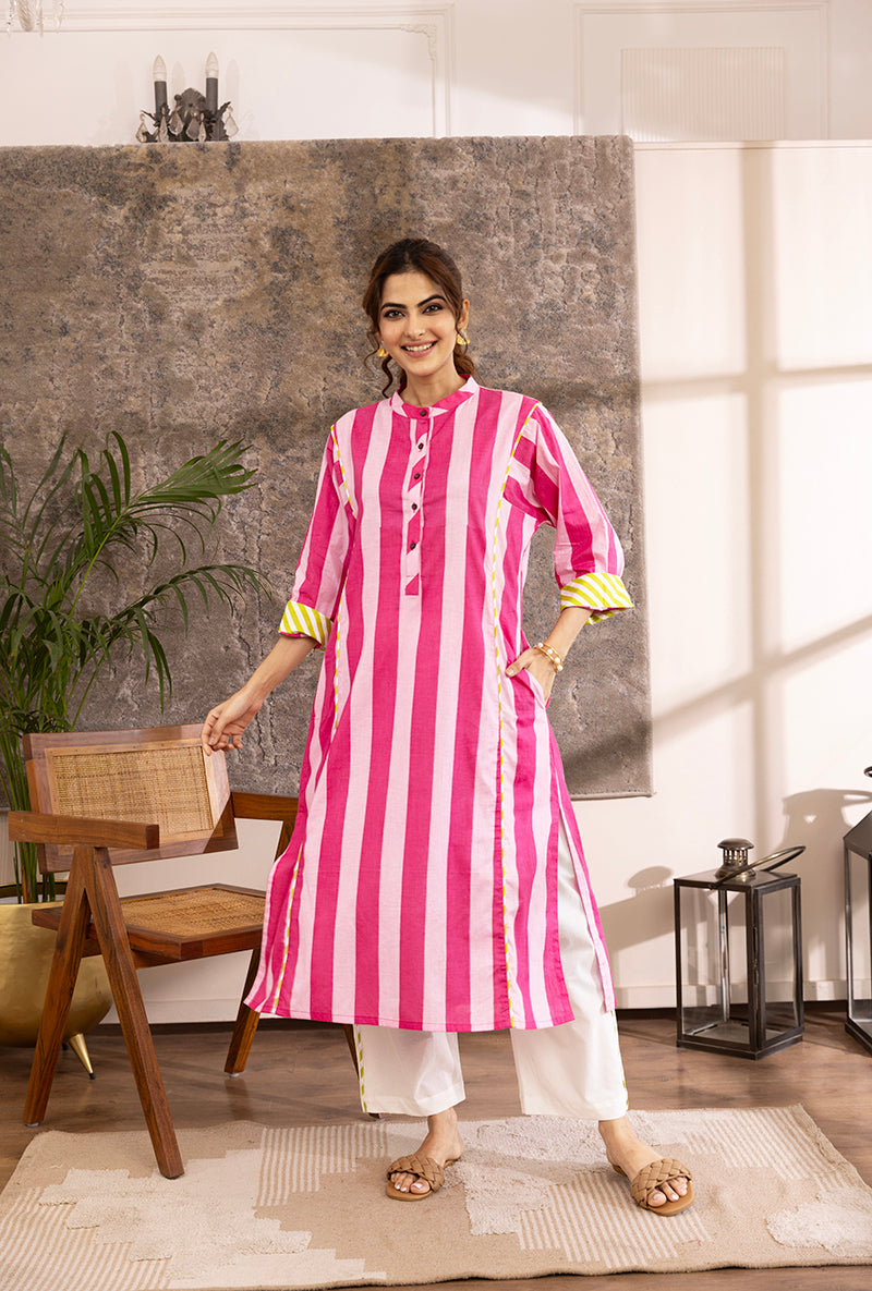 Pink Stripes Hazel Kurta Set