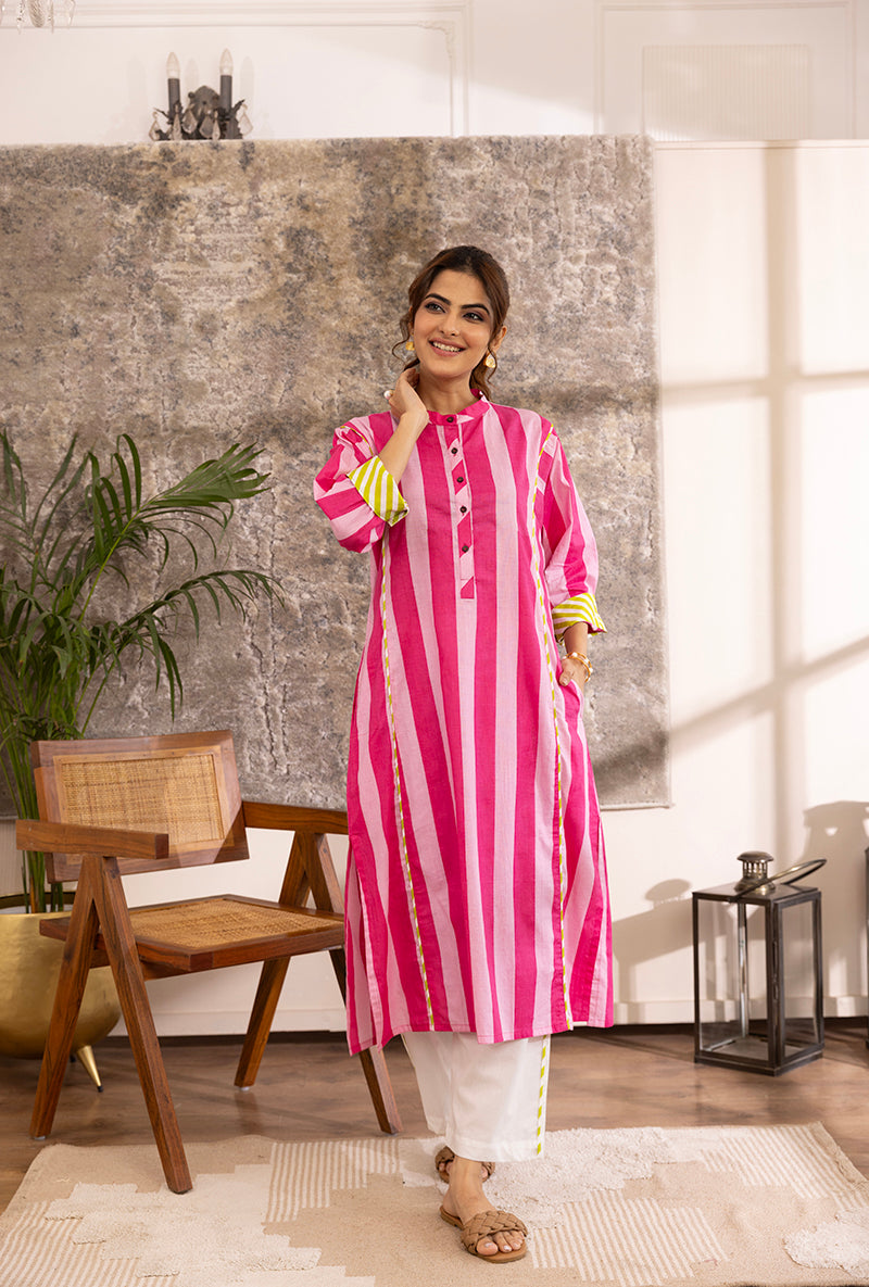 Pink Stripes Hazel Kurta Set