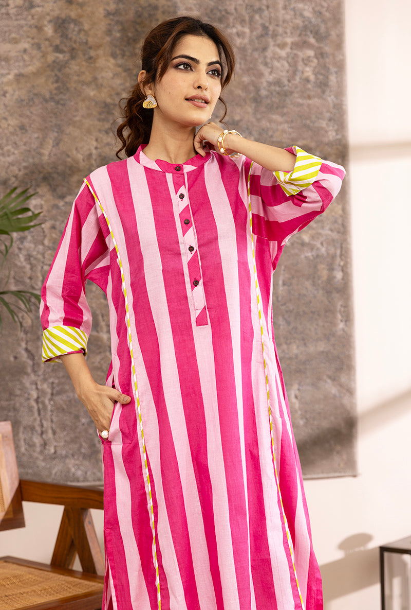 Pink Stripes Hazel Kurta Set