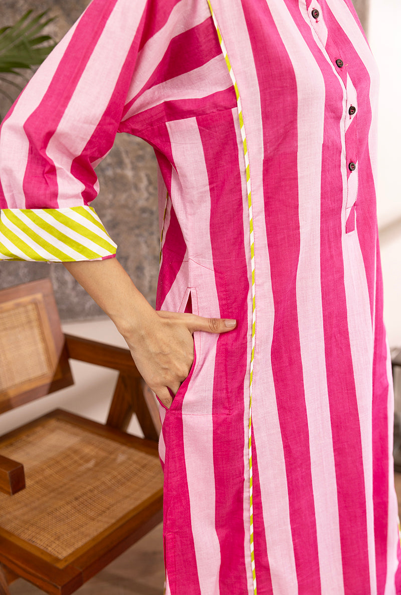 Pink Stripes Hazel Kurta Set