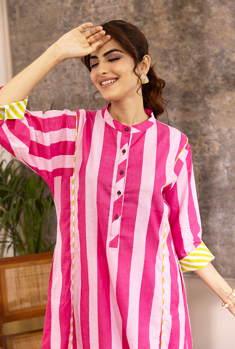 Pink Stripes Hazel Kurta Set