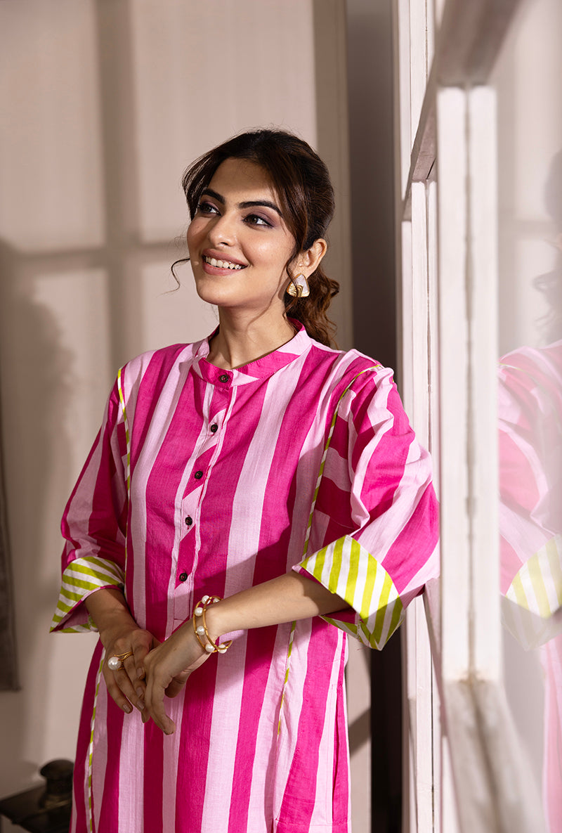 Pink Stripes Hazel Kurta Set