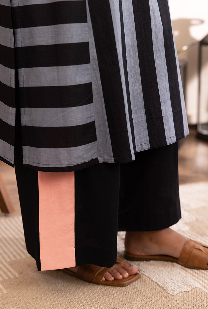 Black And Grey Stripe Hazel Kurta Set