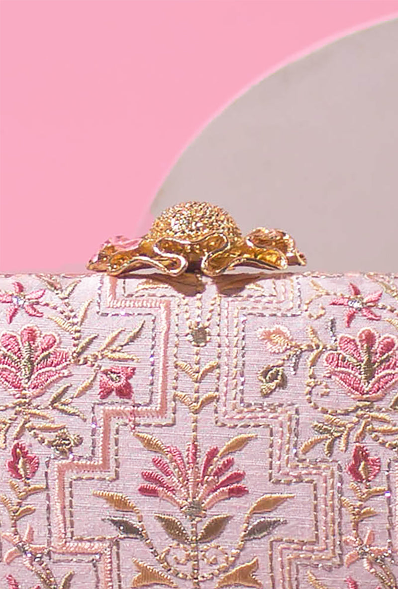 Baby Pink Mogra Capsule Clutch