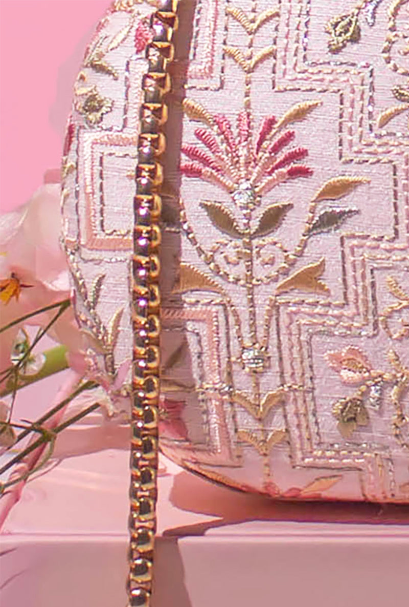 Baby Pink Mogra Capsule Clutch