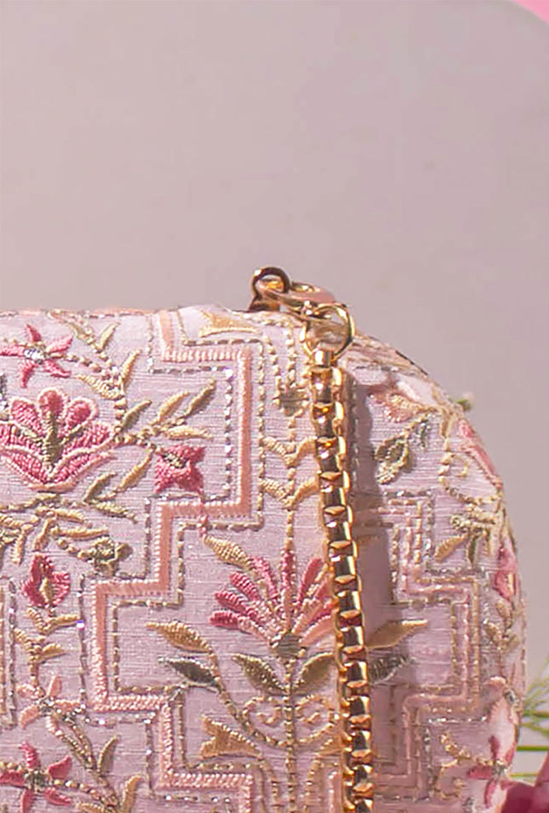 Baby Pink Mogra Capsule Clutch