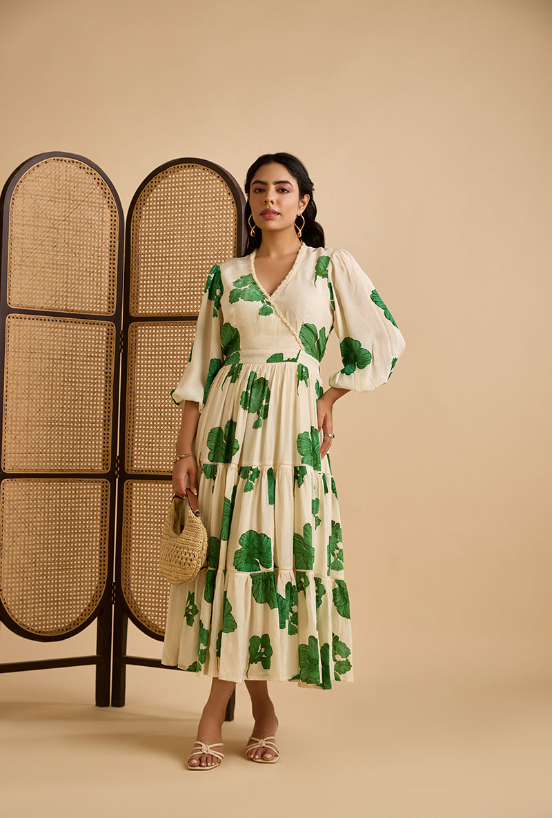 Emerald Green Emerine Floral Blossom Dress