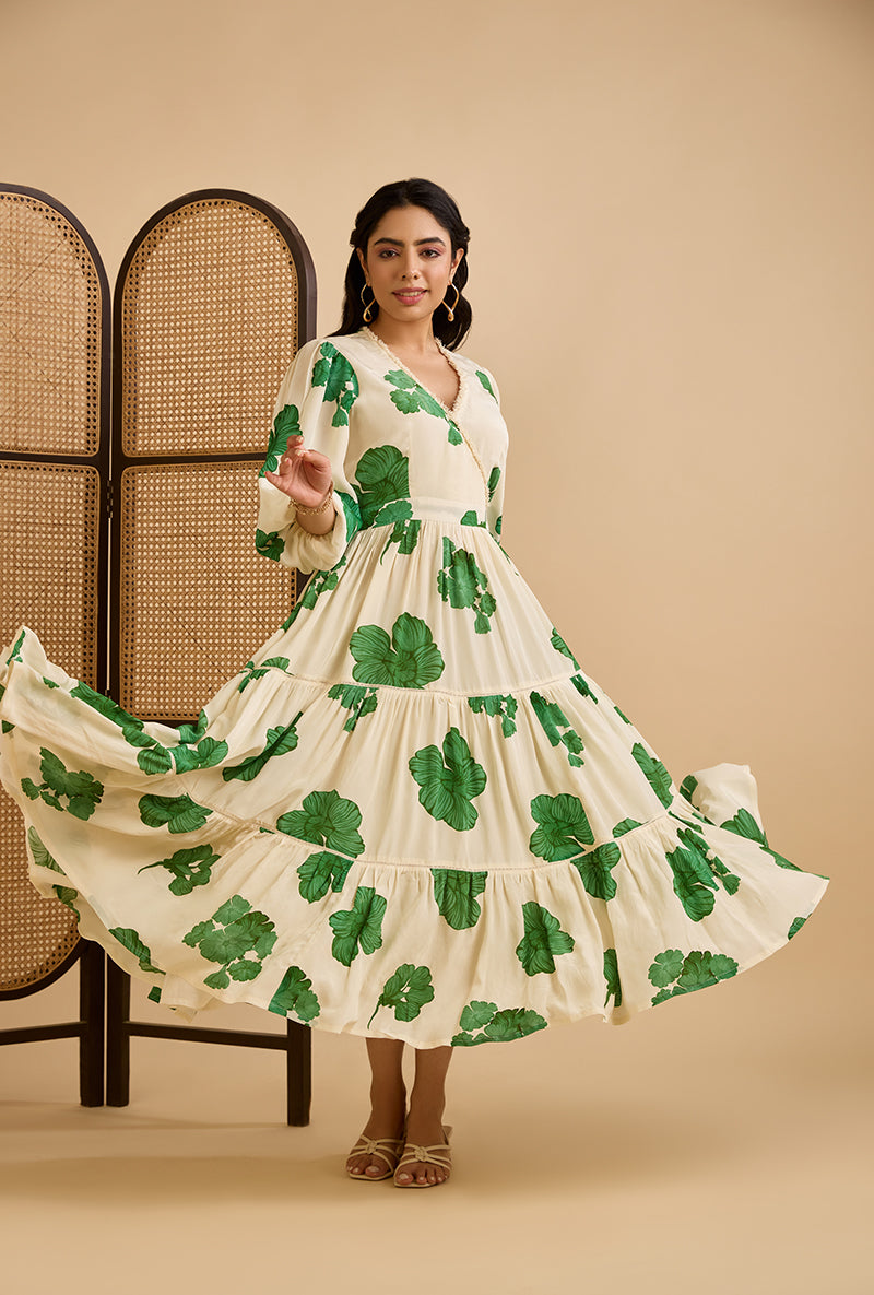 Emerald Green Emerine Floral Blossom Dress