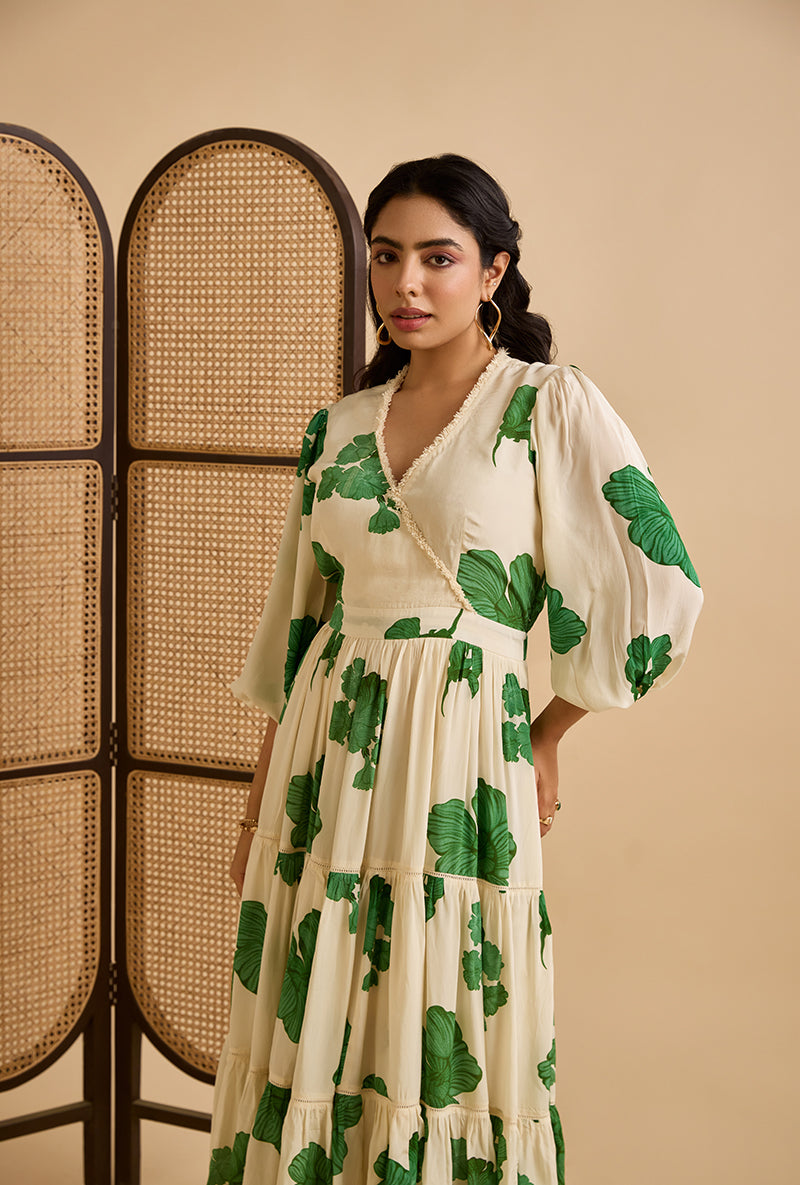 Emerald Green Emerine Floral Blossom Dress