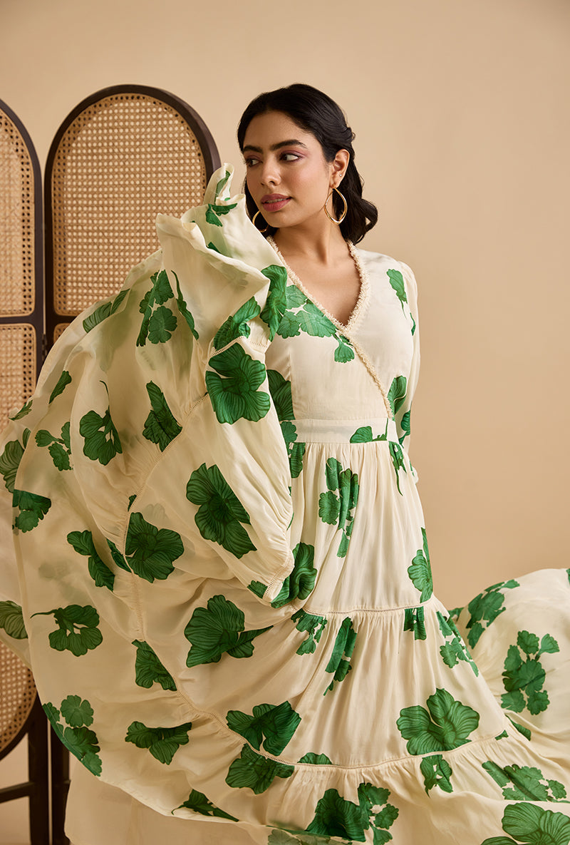 Emerald Green Emerine Floral Blossom Dress