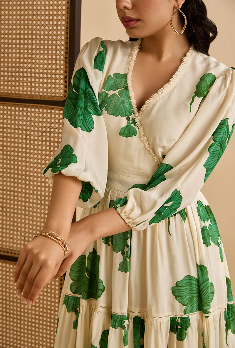 Emerald Green Emerine Floral Blossom Dress