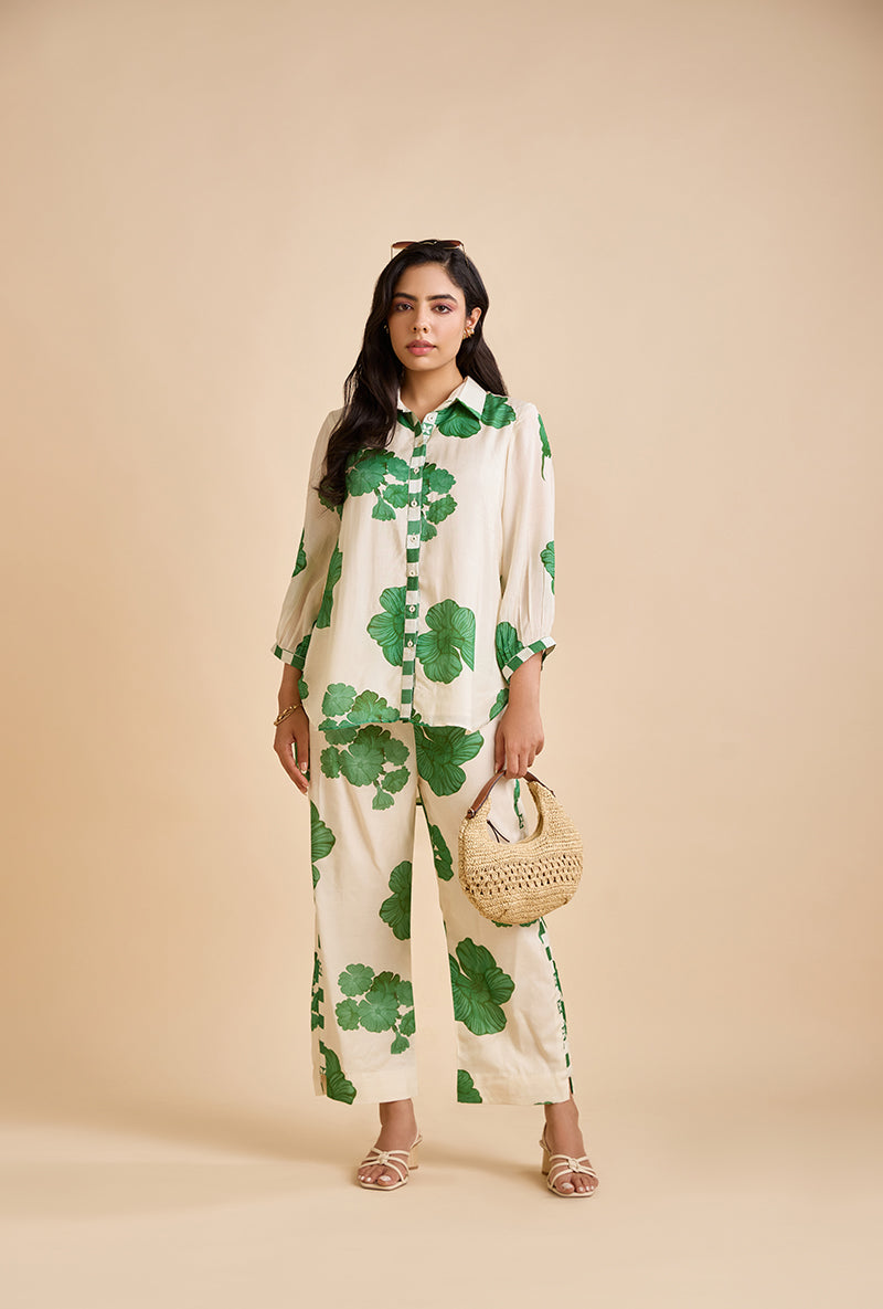 Emerald Green Floral Kace Blossom Co-Ord Set