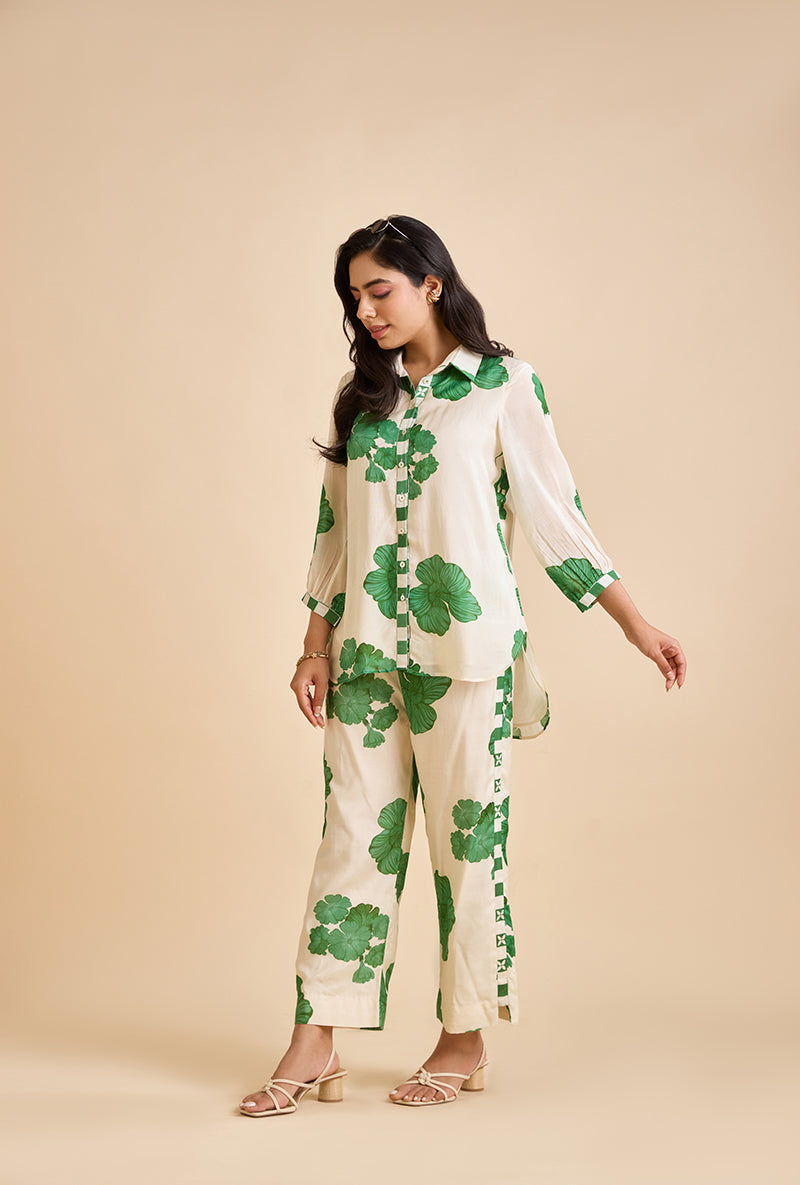 Emerald Green Floral Kace Blossom Co-Ord Set