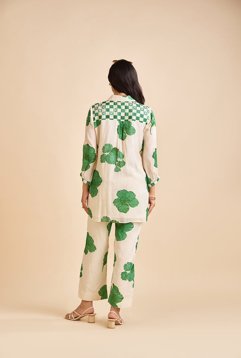 Emerald Green Floral Kace Blossom Co-Ord Set