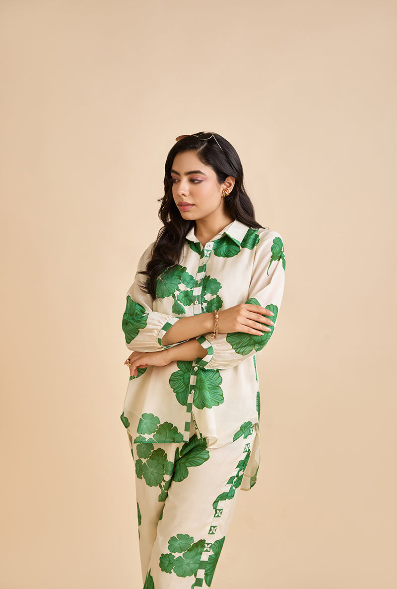 Emerald Green Floral Kace Blossom Co-Ord Set